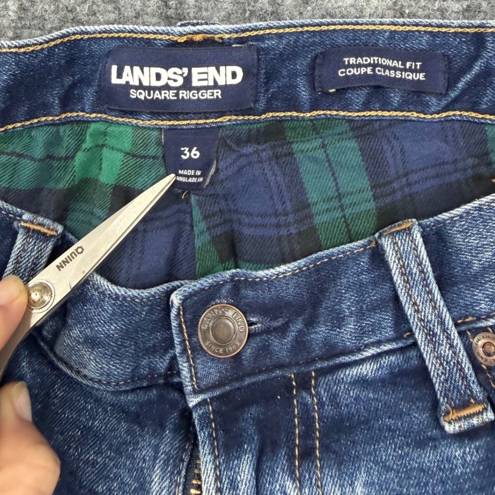 Lands End Square Rigger Flannel Lined Jeans Plaid Traditional Fit Mens 36x31 - Picture 4 of 9